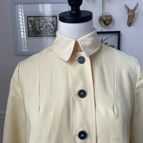 Vintage 60s 70s Carol Brent Pastel Yellow Raincoat S M - Picture 2 of 9